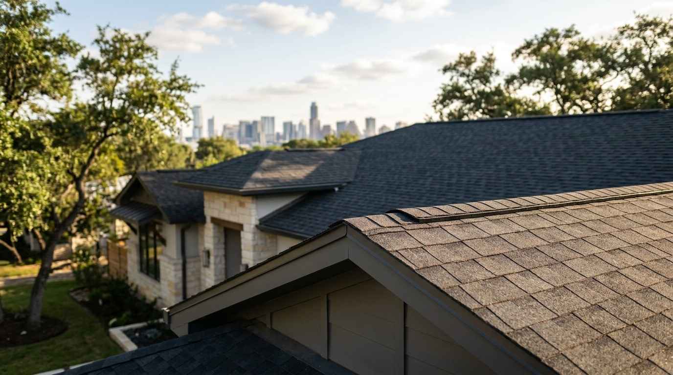 Modern residential asphalt shingle roof providing durable protection for a home